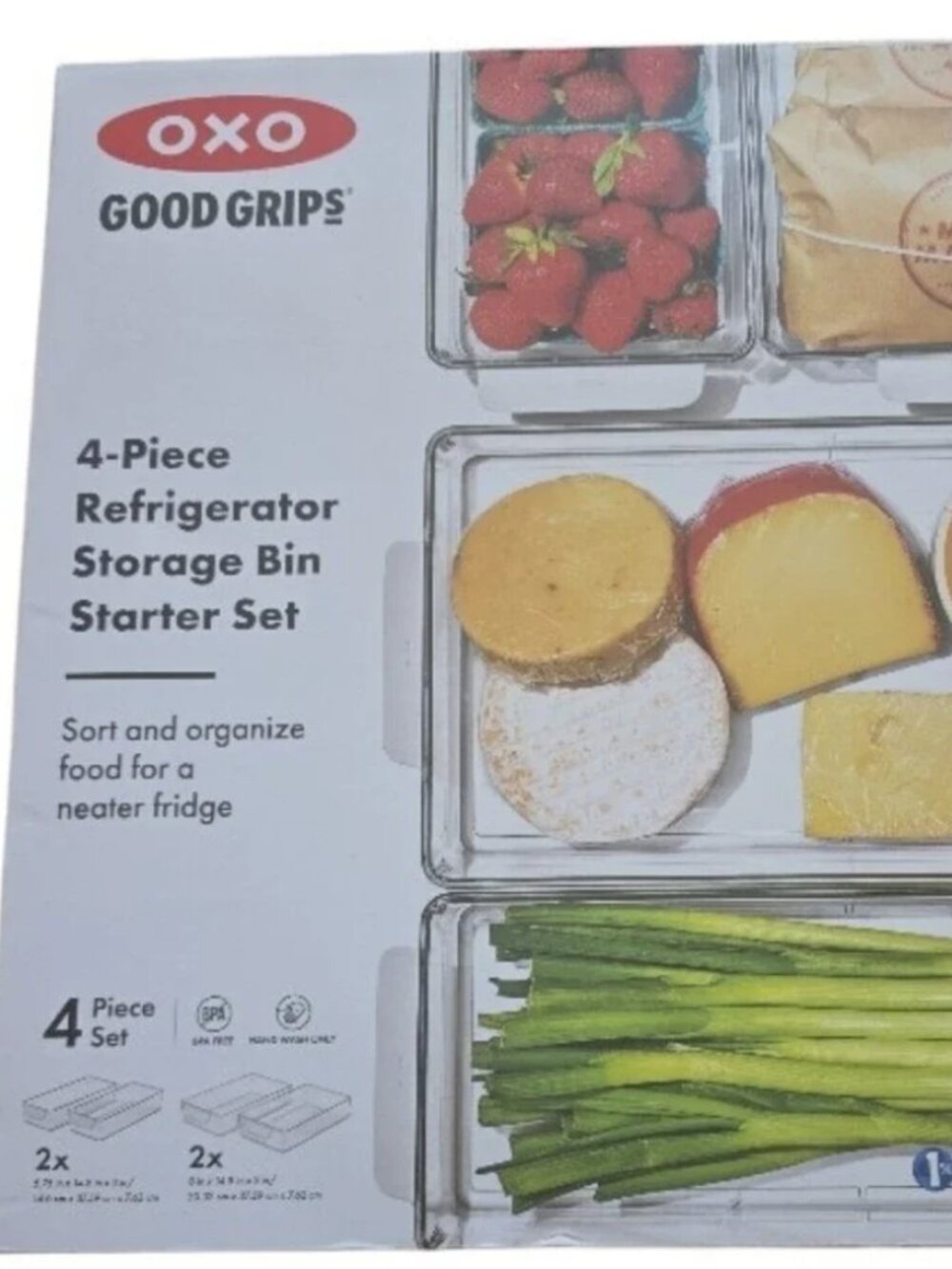 OXO Good Grips 4pc Refrigerator Storage Bin Set NEW MSRP $115